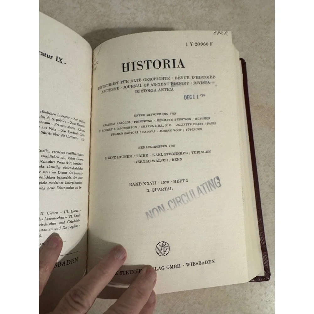 Historia Zeitschrift fur Alte Geschichte Band XXVII 1978 Ancient History Journal